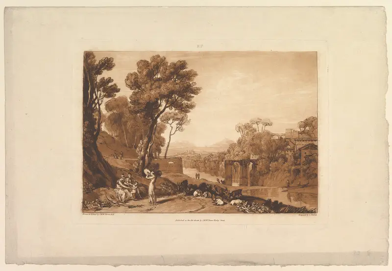 The Woman and Tambourine, part I, plate 3 from "Liber Studiorum" Wall Art by Joseph Mallord William Turner - High-Resolution Digital Print