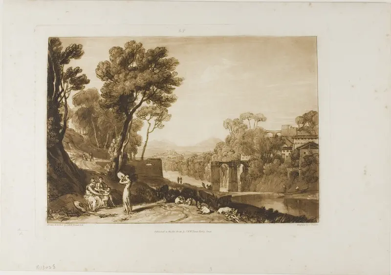 The Woman and Tambourine, plate 3 from Liber Studiorum Wall Art by Joseph Mallord William Turner - High-Resolution Digital Print