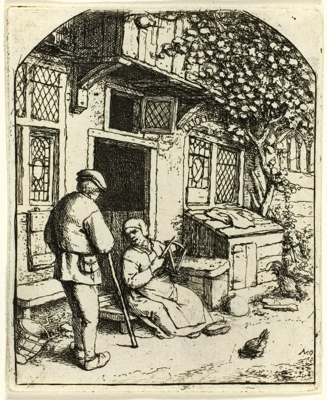 The Woman Winding upon a Reel Wall Art by Adriaen van Ostade - High-Resolution Digital Print