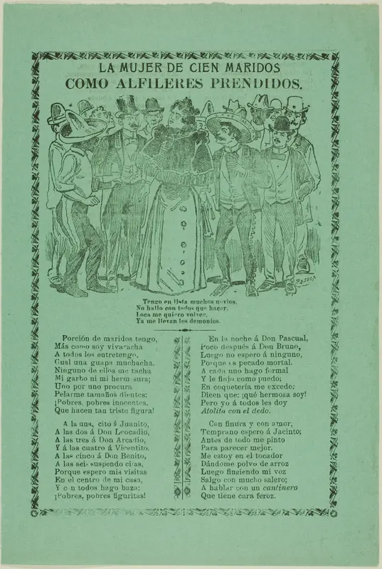 The Woman with 100 Husbands Wall Art by José Guadalupe Posada - High-Resolution Digital Print