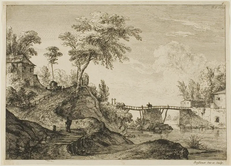 The Wooden Bridge Wall Art by Jean Jacques de Boissieu - High-Resolution Digital Print