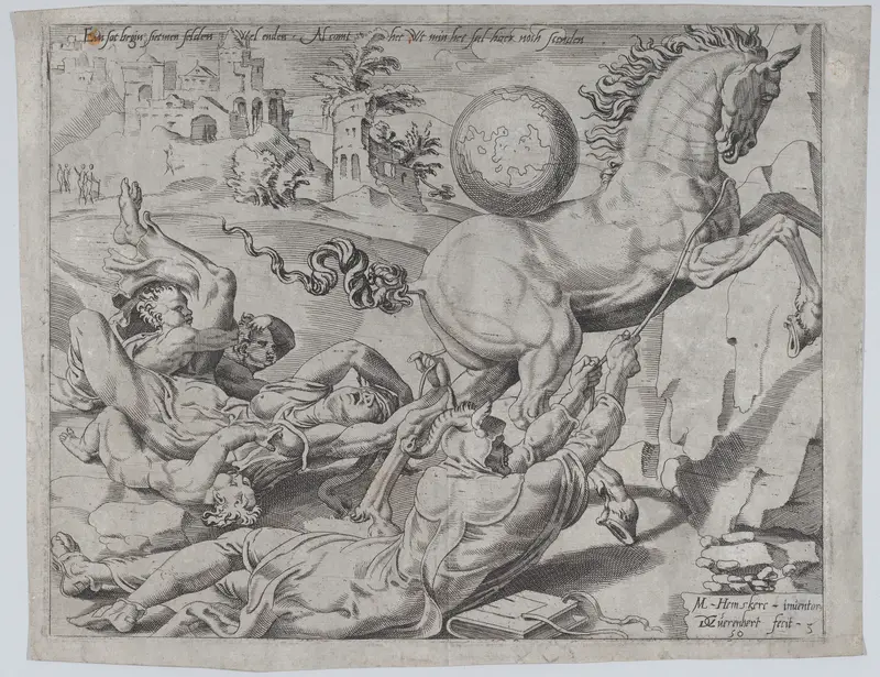 The World Carrying Away Knowledge and Love, from The Unrestrained World, plate 3 Wall Art by Dirck Volckertsz Coornhert - High-Resolution Digital Print