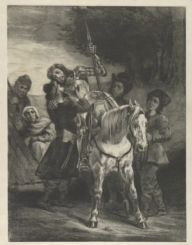 The Wounded Goetz Taken in by the Gypsies Wall Art by Eugène Delacroix - High-Resolution Digital Print