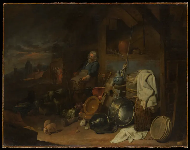 The Yard of the Inn at Emmaus Wall Art by David Ryckaert III - High-Resolution Digital Print