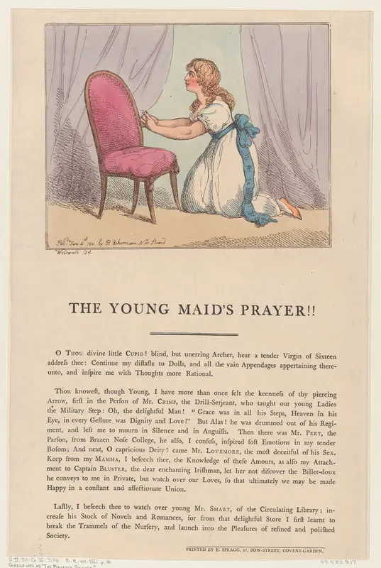 The Young Maid's Prayer!! Wall Art by Thomas Rowlandson - High-Resolution Digital Print