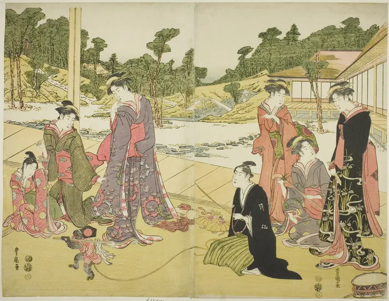 The Young Monkey Showman (Wakashu sarumawashi)
