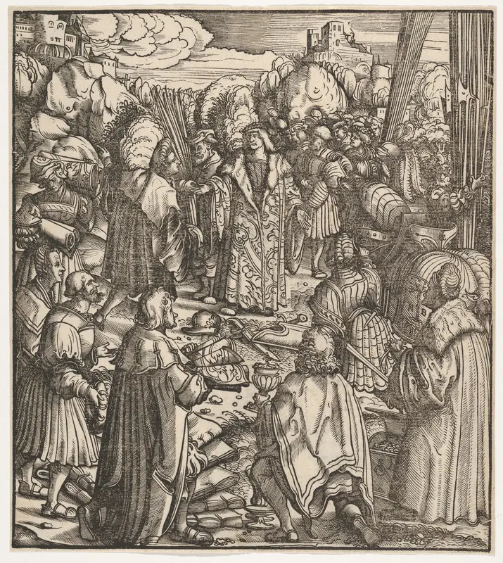 The Young Prince Standing Between His Secretaries, from "Der Weisskunig" Wall Art by Hans Burgkmair - High-Resolution Digital Print