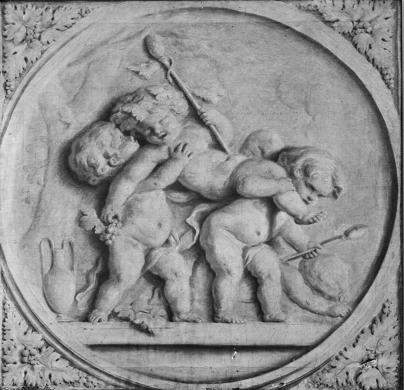 The youthful Bacchus carried by two companions Wall Art by Piat Joseph Sauvage - High-Resolution Digital Print