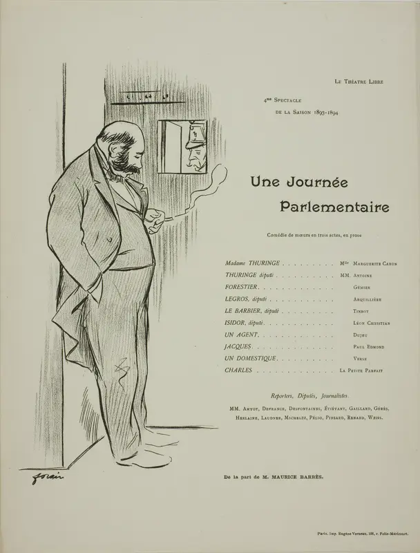 Theater Program for Une Journee Parlementaire Wall Art by Jean Louis Forain - High-Resolution Digital Print