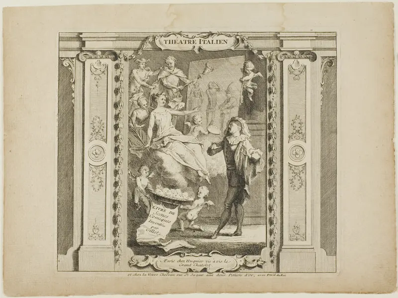 Théatre Italien, frontispiece to the Livre de Scenes Comiques Wall Art by Gabriel Huquier - High-Resolution Digital Print
