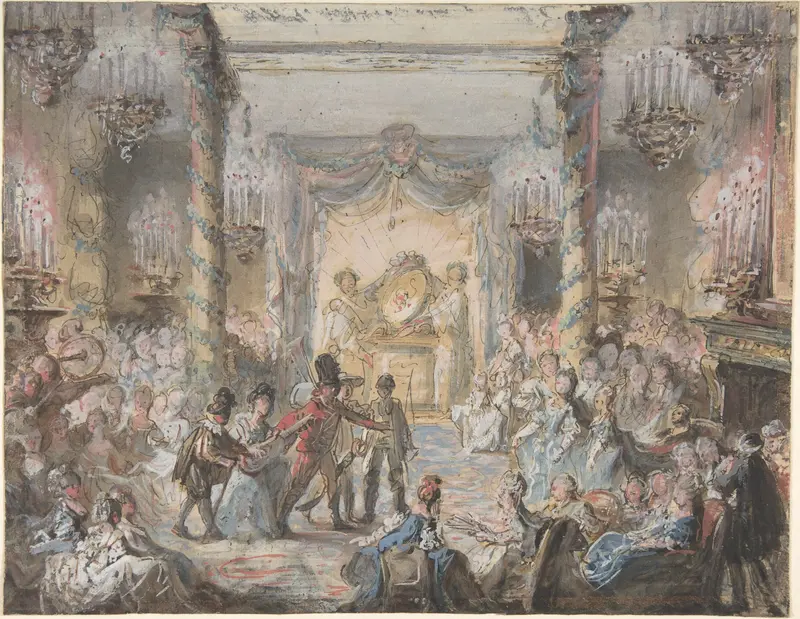 Theatrical Divertissement at an Evening Party Wall Art by Anonymous, French - High-Resolution Digital Print