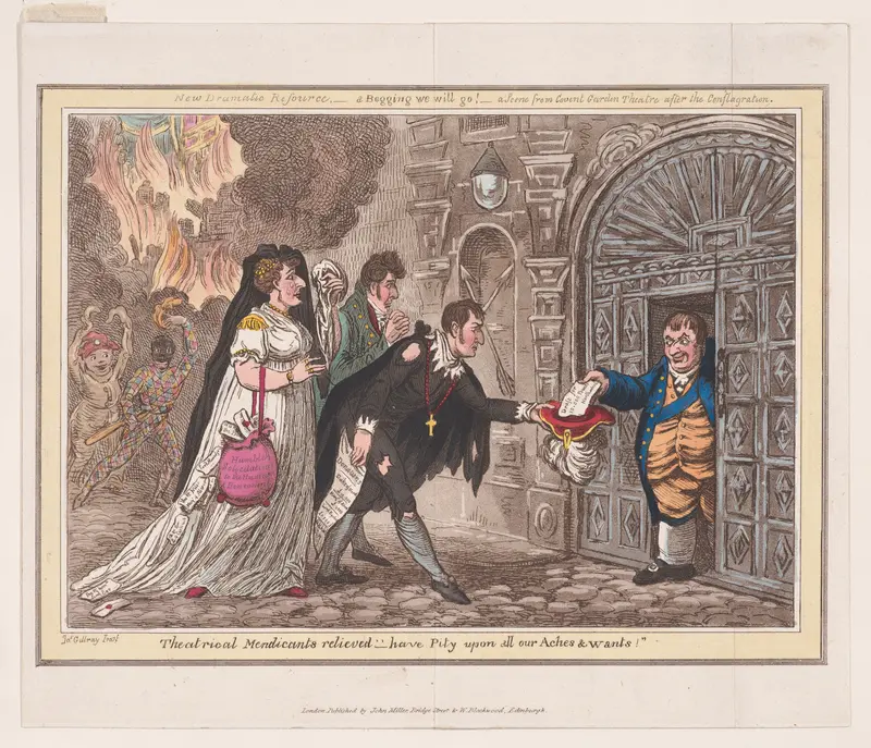 Theatrical Mendicants Relieved - have Pity upon all our Aches and Wants! Wall Art by James Gillray - High-Resolution Digital Print