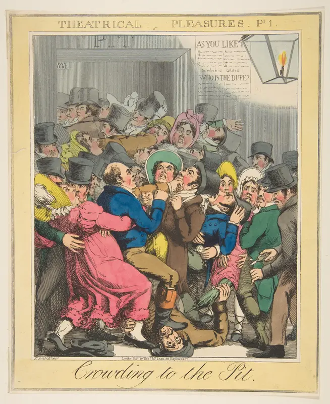 Theatrical Pleasures, Plate 1: Crowding to the Pit Wall Art by Theodore Lane - High-Resolution Digital Print