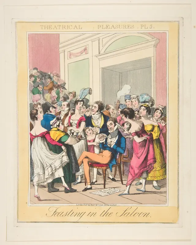 Theatrical Pleasures, Plate 5: Feasting in the Saloon Wall Art by Theodore Lane - High-Resolution Digital Print