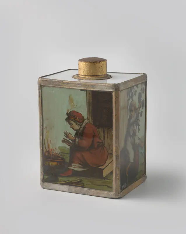Theebus, vierkant, van in lood gevat geschilderd glas Wall Art by anonymous - High-Resolution Digital Print