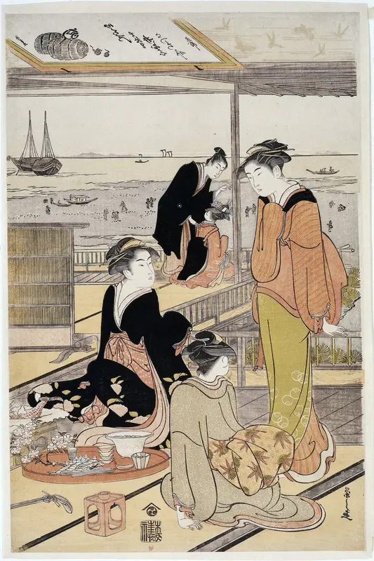 Theehuis aan de Shinagawa baai Wall Art by Unknown - High-Resolution Digital Print