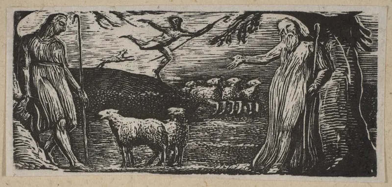 Thenot Remonstrates with Colinet, Lightfoot in the Background, from Thornton's "Pastorals of Virgil" Wall Art by William Blake - High-Resolution Digital Print