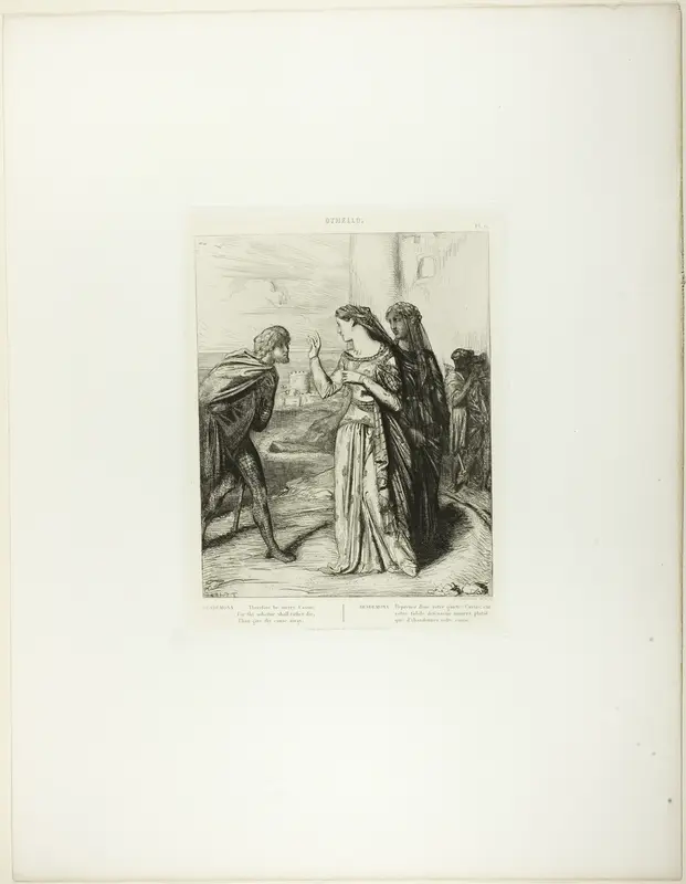 Therefore be Merry Cassio, plate 6 (act 3, scene 3) from Othello Wall Art by Théodore Chassériau - High-Resolution Digital Print