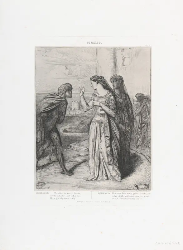 "Therefore, be merry Cassio": plate 6 from Othello (Act 3, Scene 3) Wall Art by Théodore Chassériau - High-Resolution Digital Print