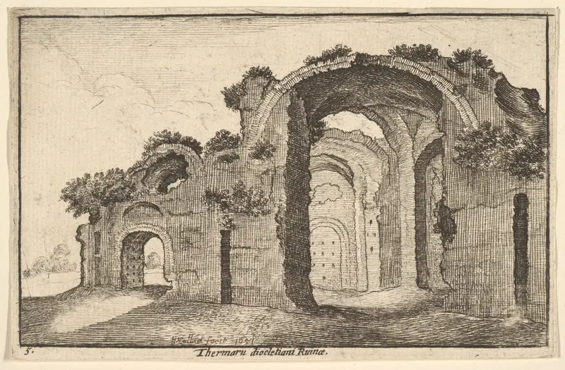Thermaru diocletiani Ruinae (Baths of Diocletian), from "Roman Ruins" Wall Art by Wenceslaus Hollar - High-Resolution Digital Print
