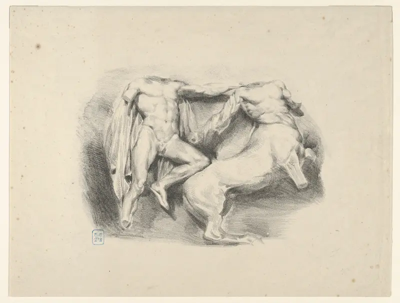 Theseus Conqueror of the Centaur Eurytus Wall Art by Eugène Delacroix - High-Resolution Digital Print