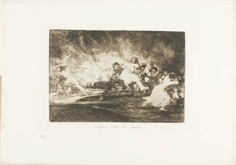 They Escape through the Flames, plate 41 from The Disasters of War