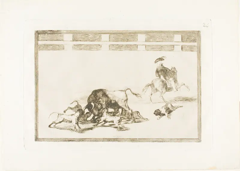 They Loose Dogs on the Bull, plate 25 from The Art of Bullfighting