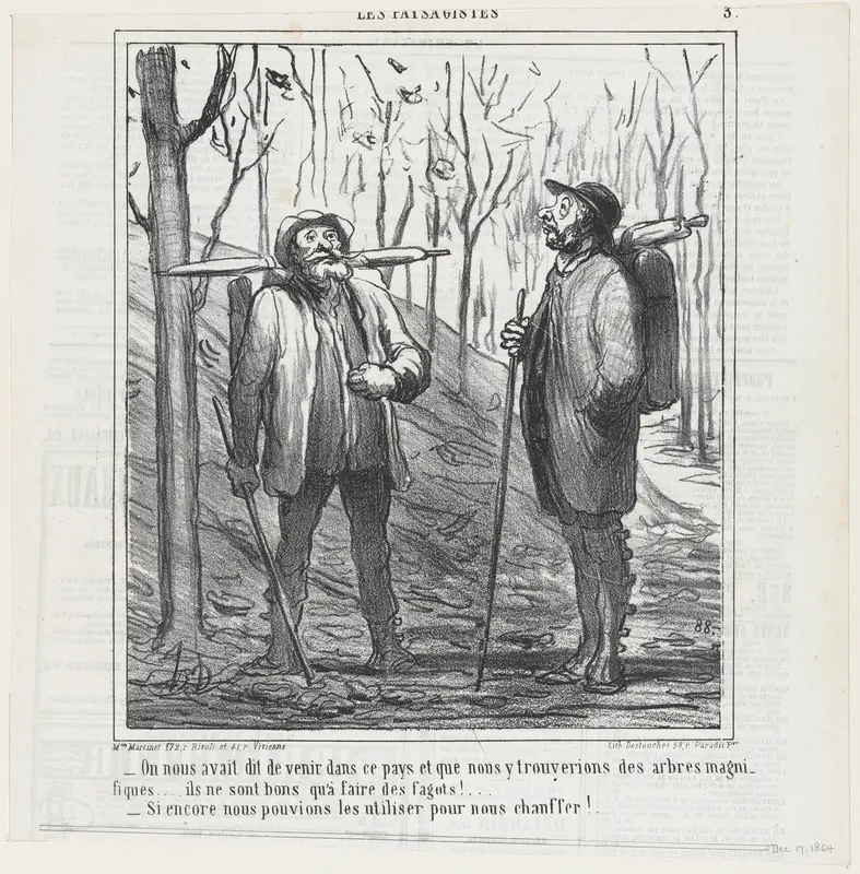 They told us to come to this region and we would find some magnificent trees, from 'The landscape painters,' published in Le Charivari, December 17, 1864 Wall Art by Honoré Daumier - High-Resolution Digital Print