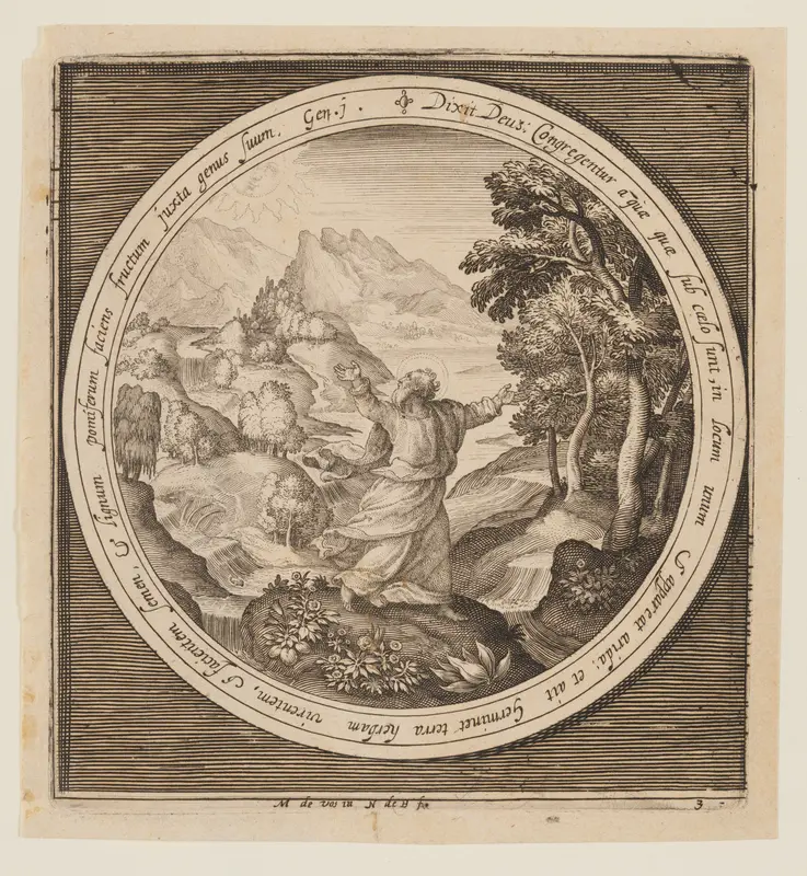 Third Day: The Creation of Land and Vegetation, from The Creation to the Expulsion from Paradise Wall Art by Nicolaes de Bruyn - High-Resolution Digital Print