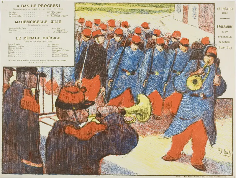 Third Performance: A Bas le progrès!, Mademoiselle Julie, Le Ménage Brésile, for Le Théatre Libre Wall Art by Henri-Gabriel Ibels - High-Resolution Digital Print