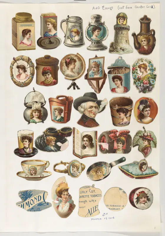 Thirty-one cut-outs from advertising banner for Allen & Ginter Cigarettes Wall Art by Allen & Ginter - High-Resolution Digital Print