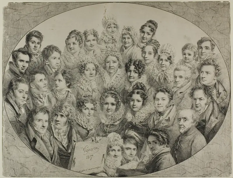 Thirty-one Portraits in an Oval Wall Art by Pierre Roch Vigneron - High-Resolution Digital Print