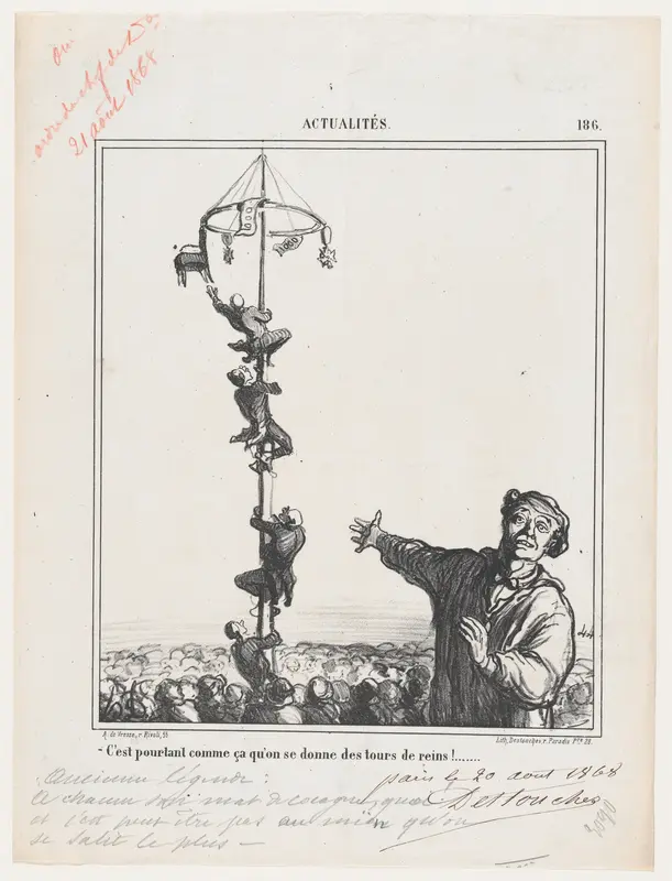 This is just a way to strain your back, from 'News of the day,' published in Le Charivari, August 28, 1868 Wall Art by Honoré Daumier - High-Resolution Digital Print