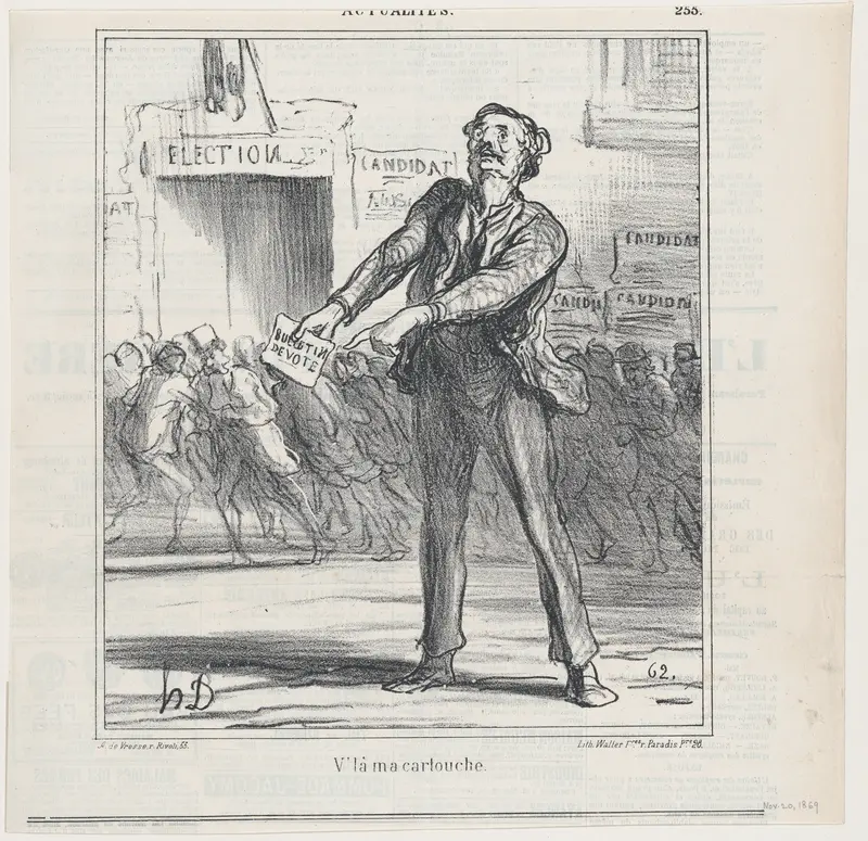 This is my "bullet," from 'News of the day,' published in Le Charivari, November 20, 1869 Wall Art by Honoré Daumier - High-Resolution Digital Print