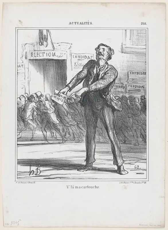 This is my "bullet," from 'News of the day,' published in "Le Charivari" Wall Art by Honoré Daumier - High-Resolution Digital Print
