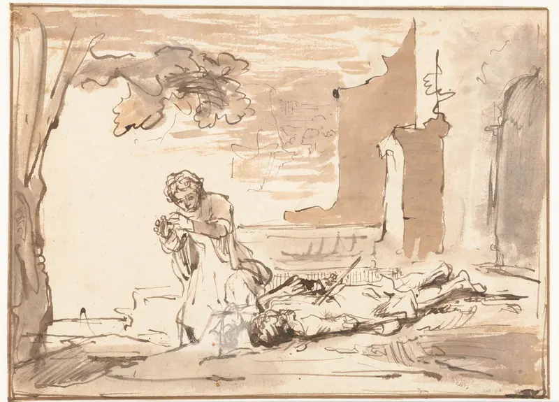 Thisbe bij het lijk van Pyramus Wall Art by Ferdinand Bol - High-Resolution Digital Print