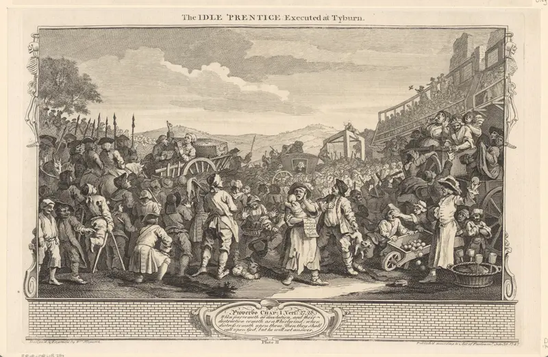 Thomas Idle wordt met zijn grafkist door een menigte richting de galgen bij Tyburn geleid Wall Art by Unknown - High-Resolution Digital Print