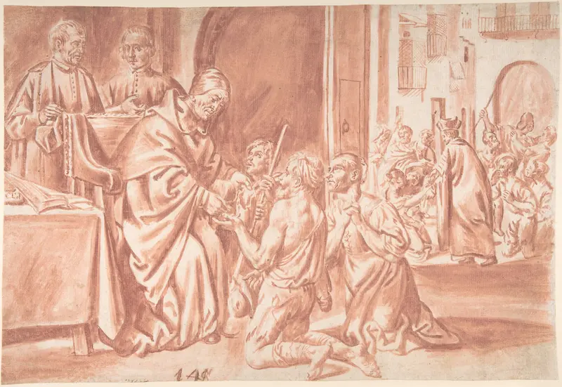 Thomas of Villanova, Archbishop of Valencia Distributing Alms to the Poor Wall Art by Pedro Orrente - High-Resolution Digital Print