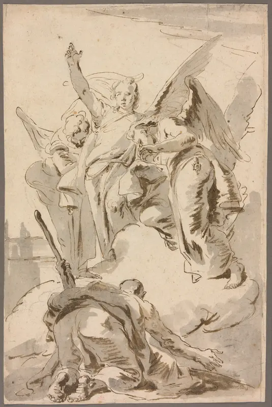 Three Angels Appearing to Abraham Wall Art by Giovanni Battista Tiepolo - High-Resolution Digital Print