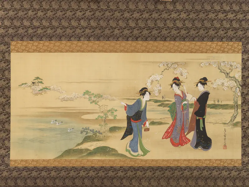 Three Beauties Viewing Cherry Blossoms
