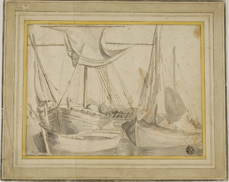 Three Boats Wall Art by Willem van de Velde, generic - High-Resolution Digital Print