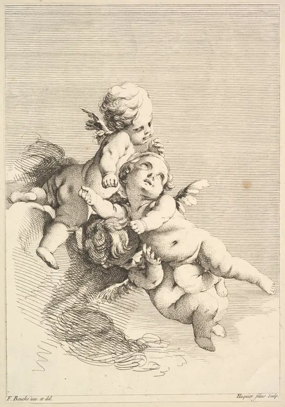 Three Cupids Wall Art by Jacques Gabriel Huquier - High-Resolution Digital Print