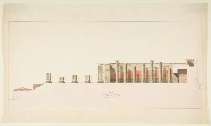 Three drawings from an Album Inscribed on the Cover "Naples, Herculaneum, Pompeii" Wall Art by Anonymous, French, 19th century - High-Resolution Digital Print