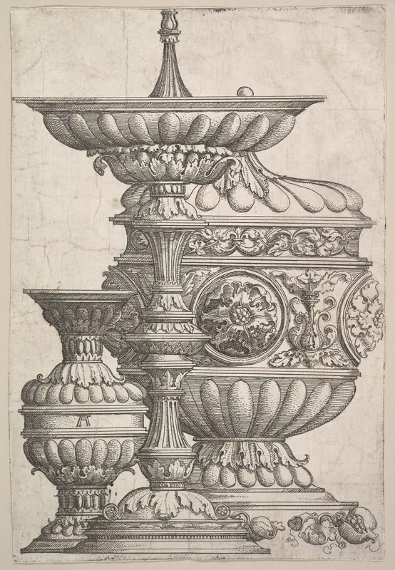 Three Elegant Vessels on a White Background Wall Art by Albrecht Altdorfer - High-Resolution Digital Print