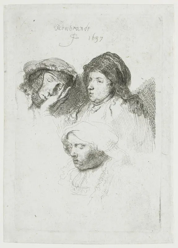 Three heads of women: one asleep Wall Art by Unknown - High-Resolution Digital Print