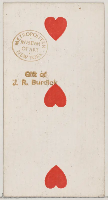 Three Hearts, from the Playing Cards series (N84) to promote Turkish Cross-Cut Cigarettes for W. Duke, Sons and Co. Wall Art by W. Duke, Sons & Co. - High-Resolution Digital Print