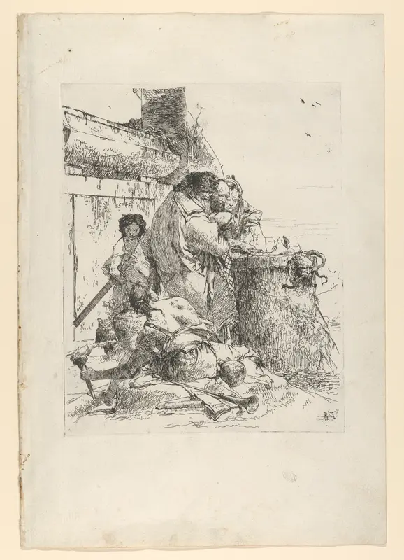 Three magicians burning a snake, from the Scherzi Wall Art by Giovanni Battista Tiepolo - High-Resolution Digital Print