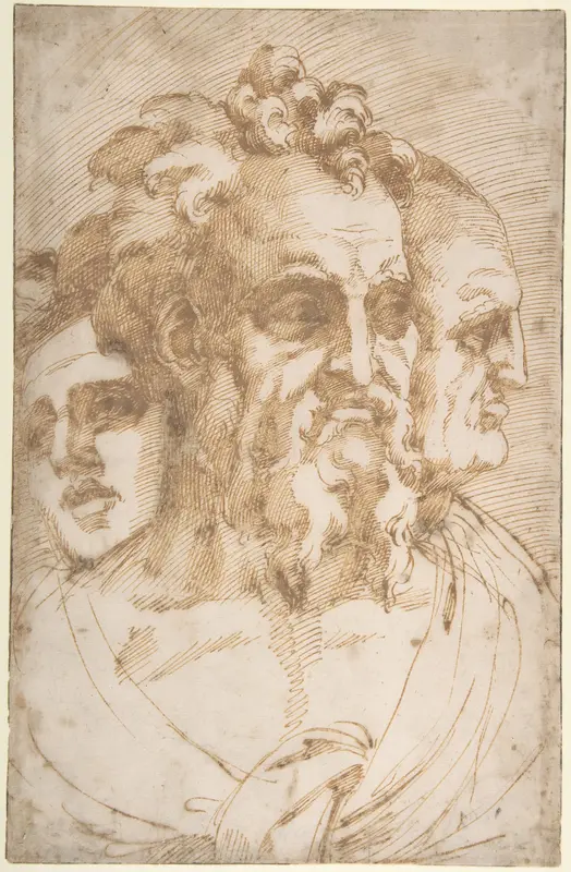 Three Male Heads Wall Art by Baccio Bandinelli - High-Resolution Digital Print