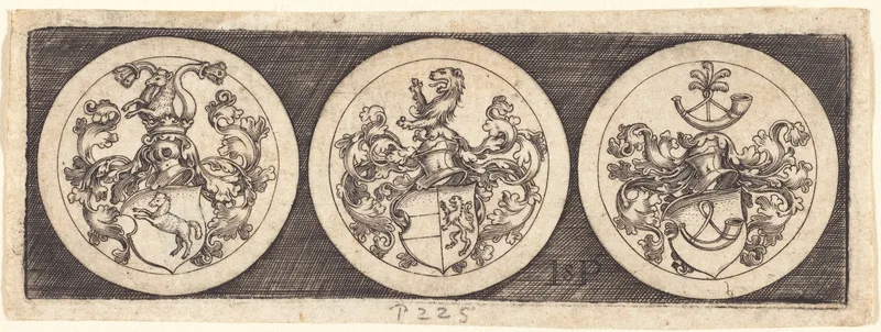 Three Medals with Coats of Arms Wall Art by Hans Sebald Beham - High-Resolution Digital Print