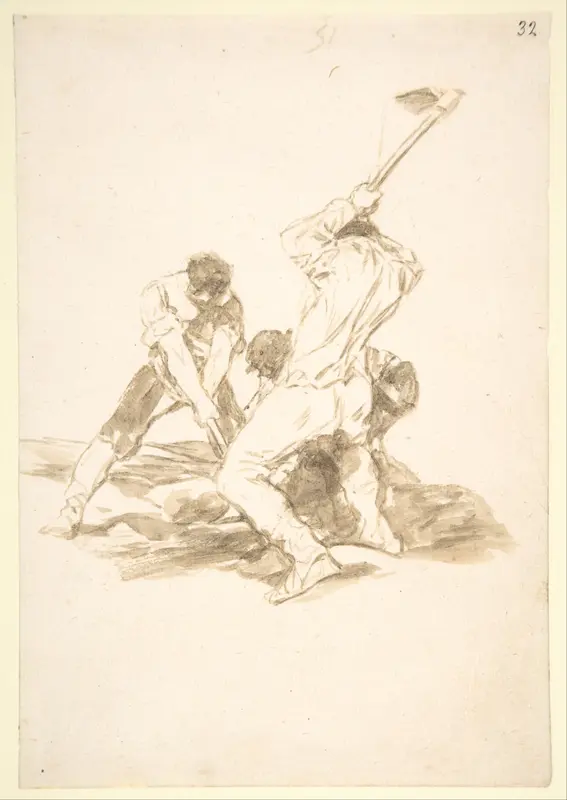 Three men digging; folio 51 from the "Images of Spain" Album (F)